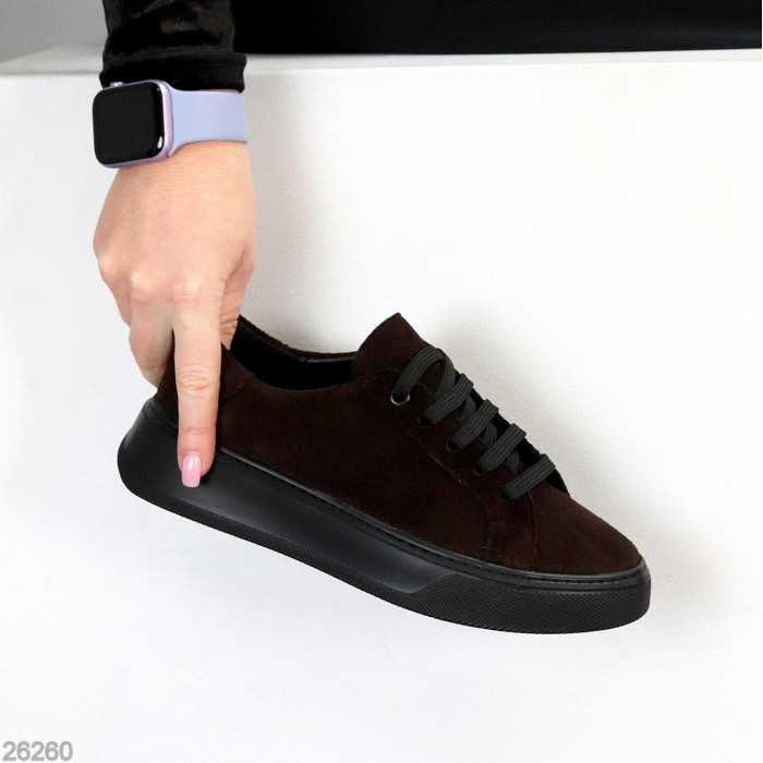 Кеди жіночі натуральна замша колір шоколад 36,37,38,39.40,41р