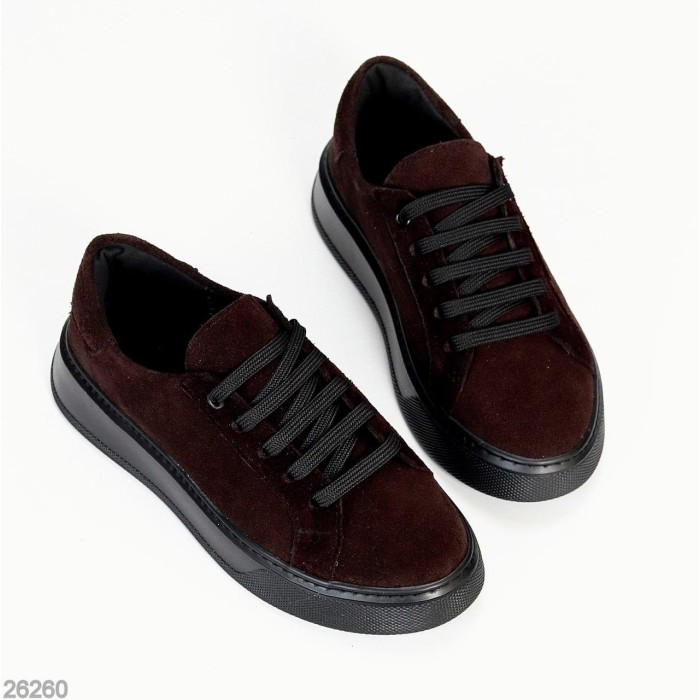 Кеди жіночі натуральна замша колір шоколад 36,37,38,39.40,41р