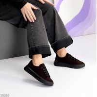 Кеди жіночі натуральна замша колір шоколад 36,37,38,39.40,41р