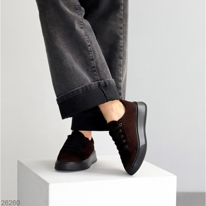 Кеди жіночі натуральна замша колір шоколад 36,37,38,39.40,41р