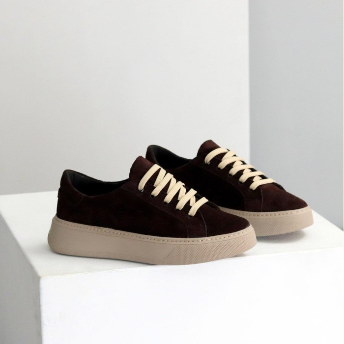 Кеди жіночі натуральна замша колір шоколад 36,37,38,40р