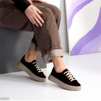 Кеди жіночі натуральна замша колір шоколад 36,37,38,40р