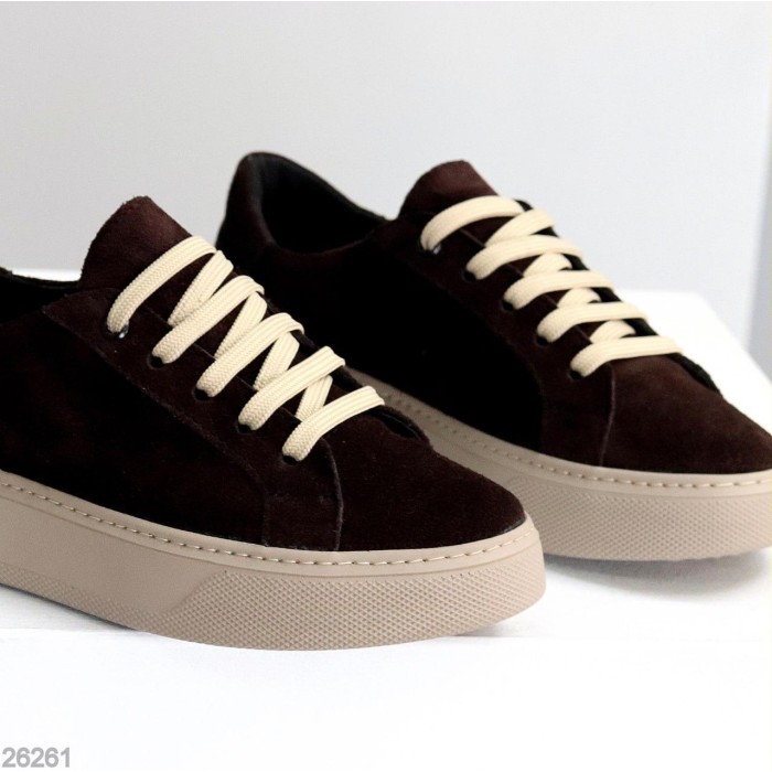 Кеди жіночі натуральна замша колір шоколад 36,37,38,40р