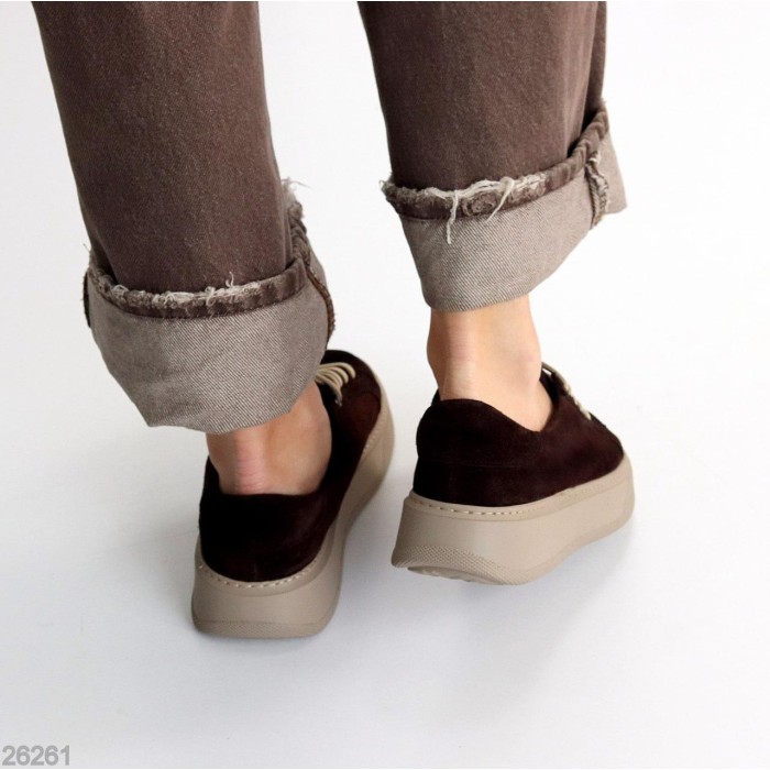 Кеди жіночі натуральна замша колір шоколад 36,37,38,40р