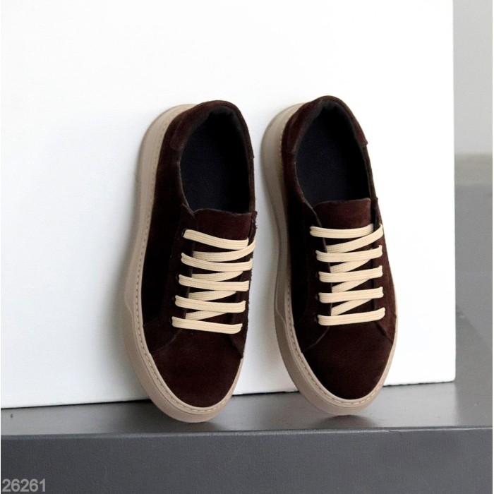 Кеди жіночі натуральна замша колір шоколад 36,37,38,40р