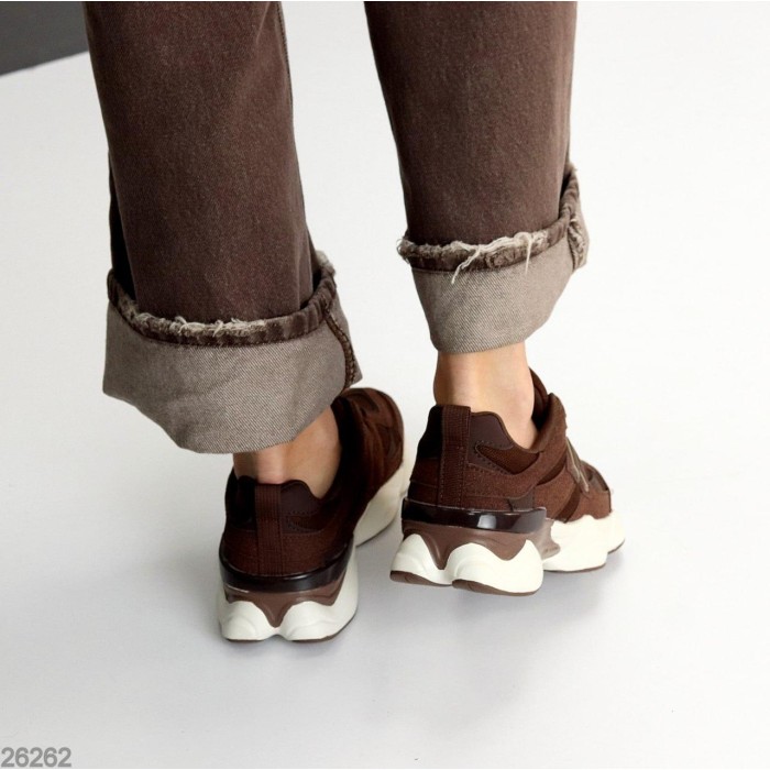 Кросівки жіночі натуральна шкіра/замша шоколад 36,37,38,39,40,41р