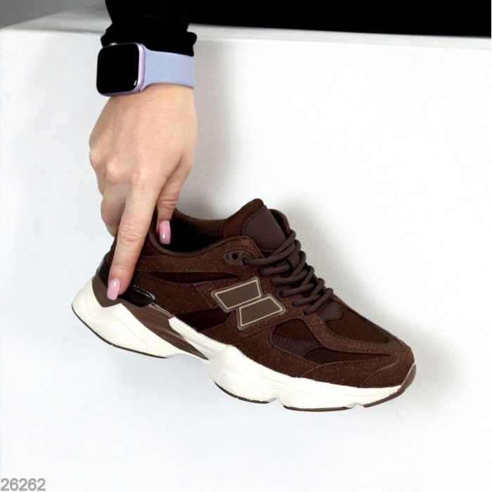 Кросівки жіночі натуральна шкіра/замша шоколад 36,37,38,39,40,41р