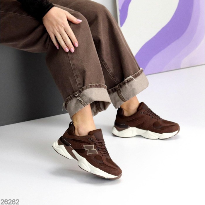 Кросівки жіночі натуральна шкіра/замша шоколад 36,37,38,39,40,41р