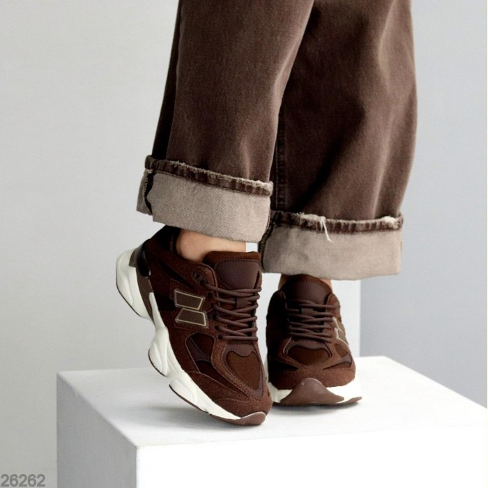 Кросівки жіночі натуральна шкіра/замша шоколад 36,37,38,39,40,41р