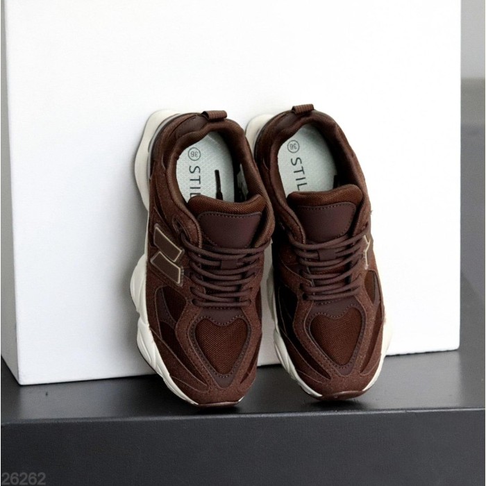 Кросівки жіночі натуральна шкіра/замша шоколад 36,37,38,39,40,41р