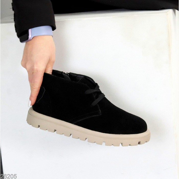 Черевики жіночі натуральна замша чорні демі 36,37,40р