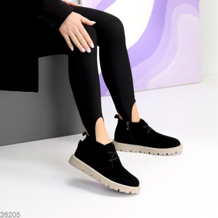 Черевики жіночі натуральна замша чорні демі 36,37,40р