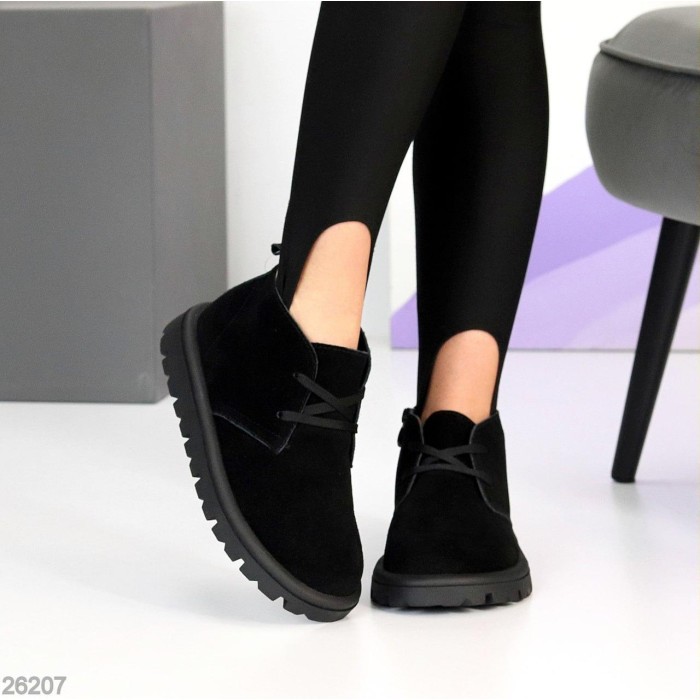 Черевики жіночі натуральна замша чорні демі 36,37,39р