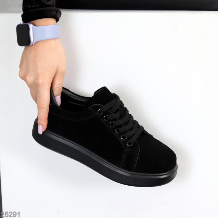 Кеди жіночі натуральна замша чорні 36,37,38,39р