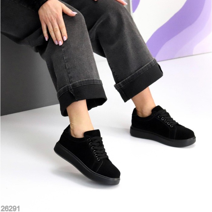 Кеди жіночі натуральна замша чорні 36,37,38,39р