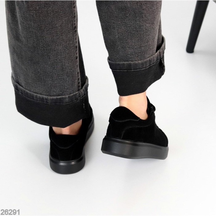 Кеди жіночі натуральна замша чорні 36,37,38,39р