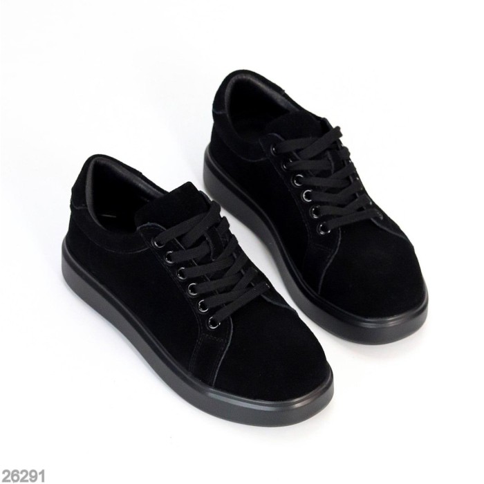 Кеди жіночі натуральна замша чорні 36,37,38,39р