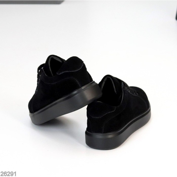 Кеди жіночі натуральна замша чорні 36,37,38,39р