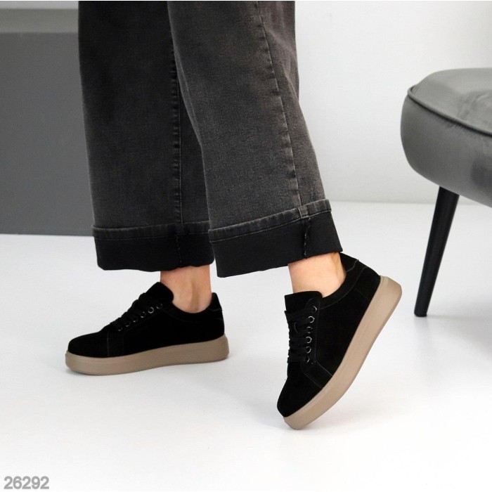 Кеди жіночі натуральна замша чорні 36,37,38,39,40,41р