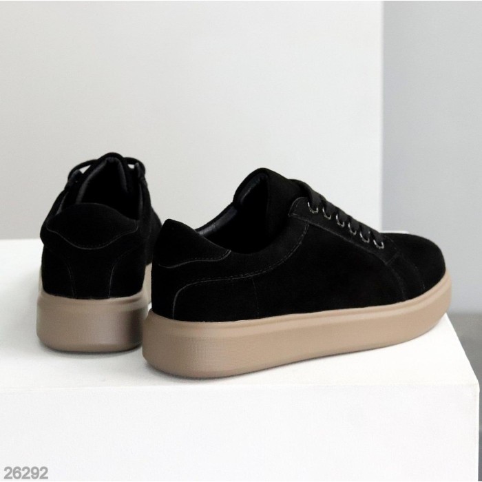 Кеди жіночі натуральна замша чорні 36,37,38,39,40,41р