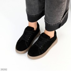 Кеди жіночі натуральна замша чорні 36,37,38,39,40,41р