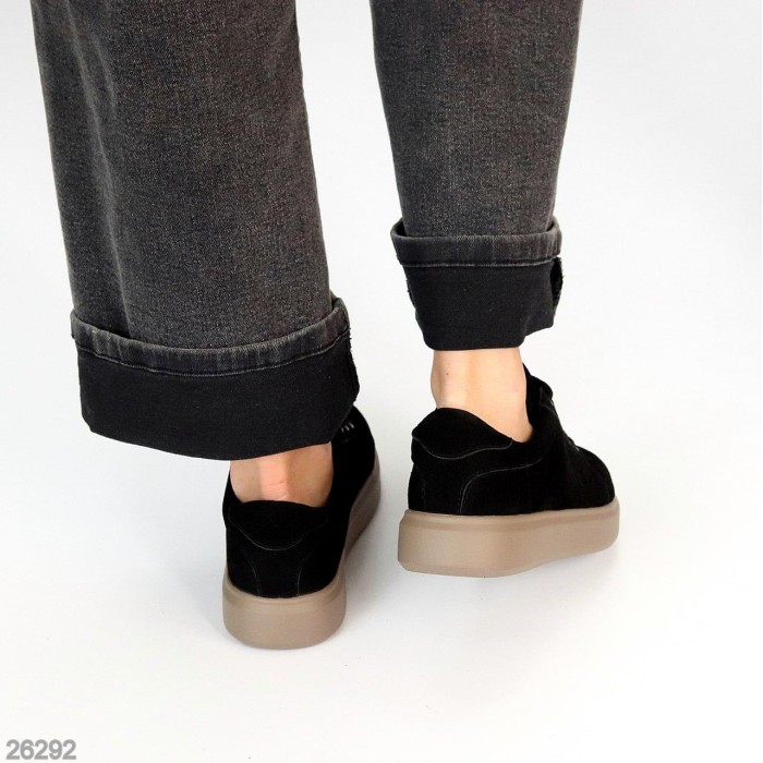 Кеди жіночі натуральна замша чорні 36,37,38,39,40,41р