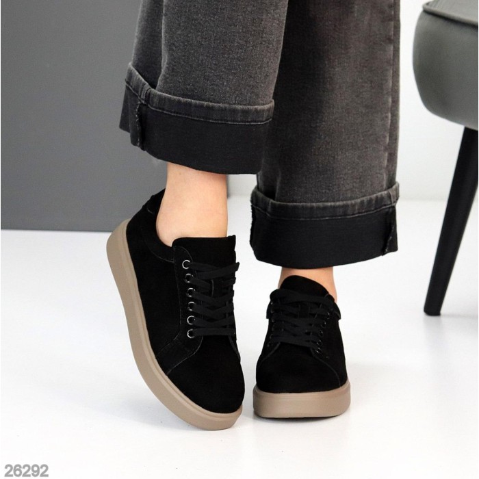 Кеди жіночі натуральна замша чорні 36,37,38,39,40,41р