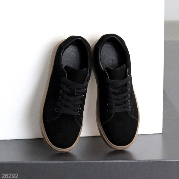 Кеди жіночі натуральна замша чорні 36,37,38,39,40,41р