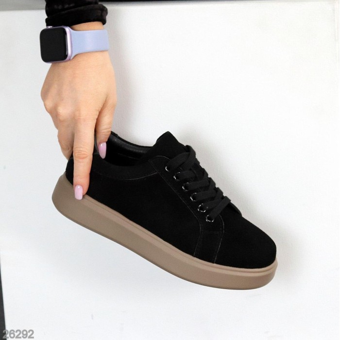 Кеди жіночі натуральна замша чорні 36,37,38,39,40,41р