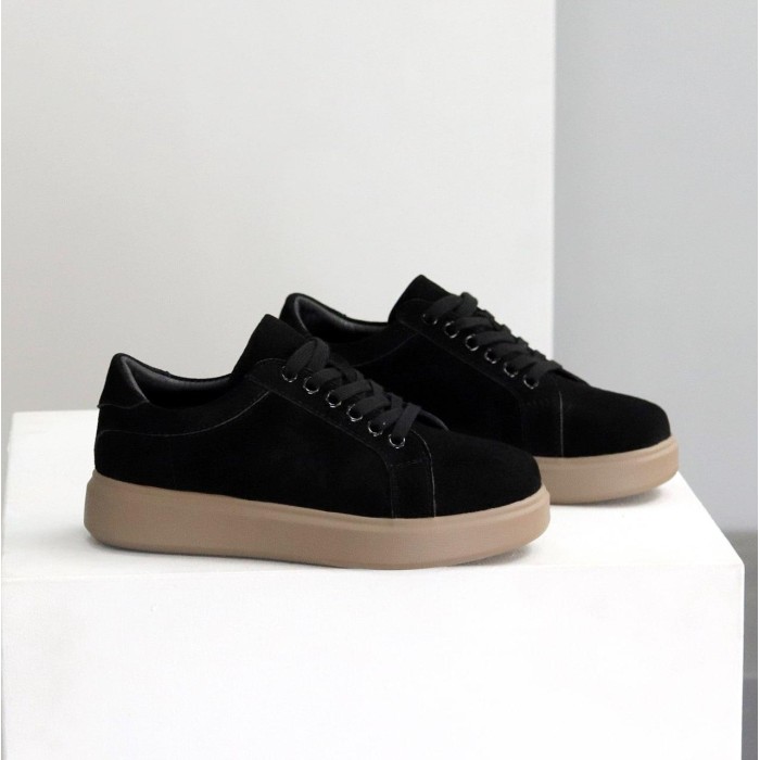 Кеди жіночі натуральна замша чорні 36,37,38,39,40,41р