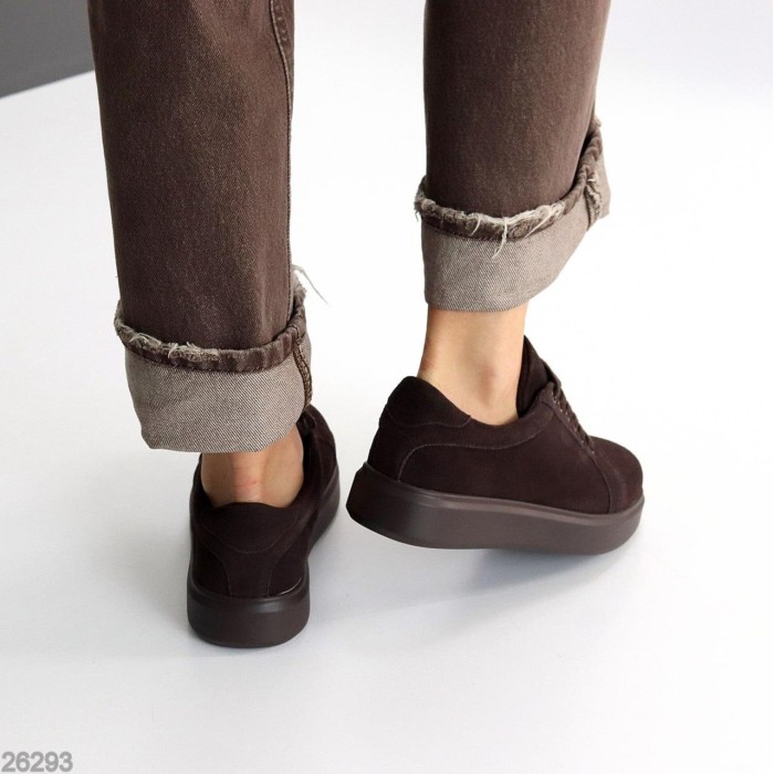 Кеди жіночі натуральна замша колір шоколад 36,37,38,39,40,41р