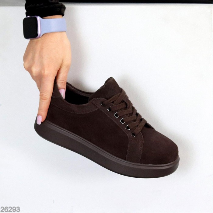 Кеди жіночі натуральна замша колір шоколад 36,37,38,39,40,41р