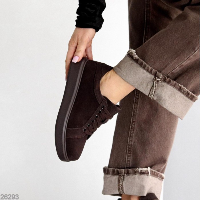 Кеди жіночі натуральна замша колір шоколад 36,37,38,39,40,41р