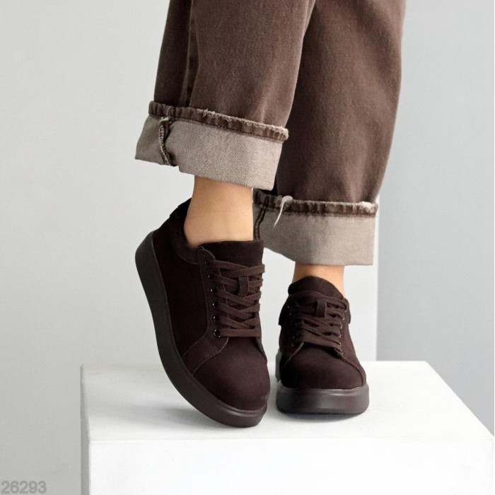 Кеди жіночі натуральна замша колір шоколад 36,37,38,39,40,41р