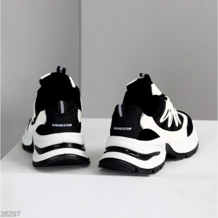 Кросівки жіночі еко-шкіра/замша колір-білий/чорний на 36р