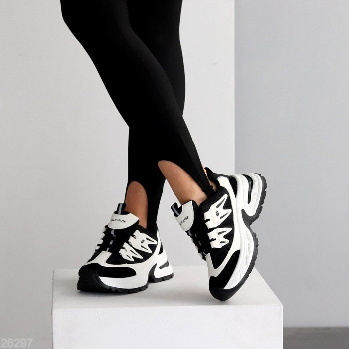 Кросівки жіночі еко-шкіра/замша колір-білий/чорний на 36р