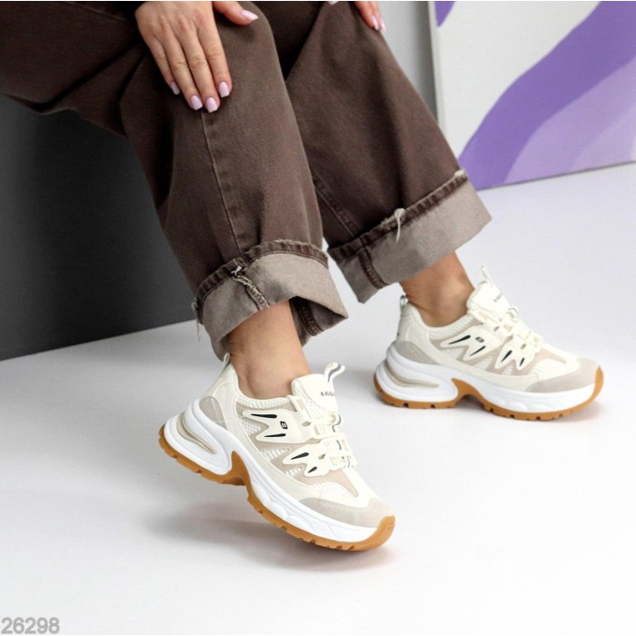 КросІвки жіночі еко-шкіра/еко-замша колір-беж на 35.5,36,37,38,39,40р.