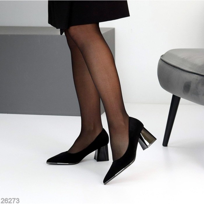 Туфли женские экозамша цвет черный 37,38,39р