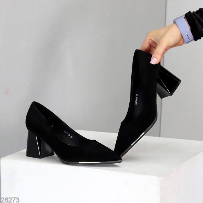 Туфли женские экозамша цвет черный 37,38,39р