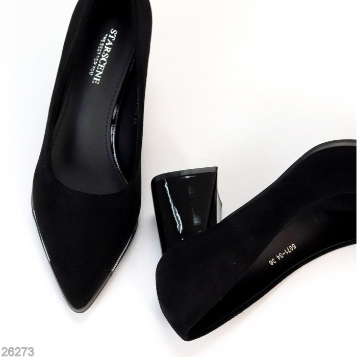 Туфли женские экозамша цвет черный 37,38,39р