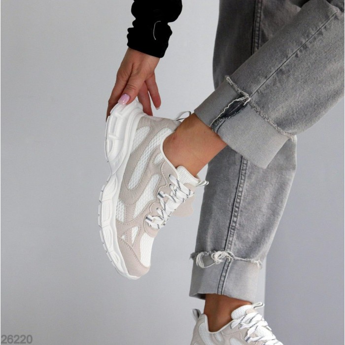 Кросівки жіночі натуральна-замша колір-сірий/білий на 35.5,37р