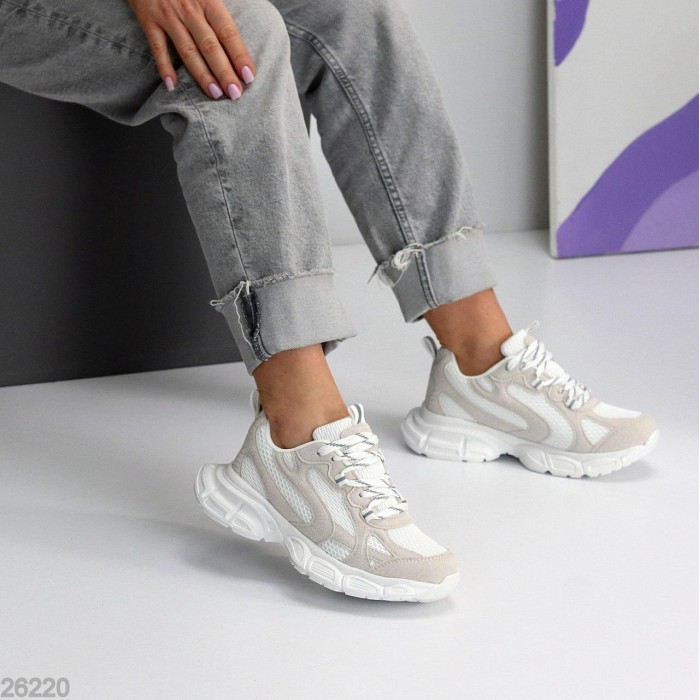 Кросівки жіночі натуральна-замша колір-сірий/білий на 35.5,37р