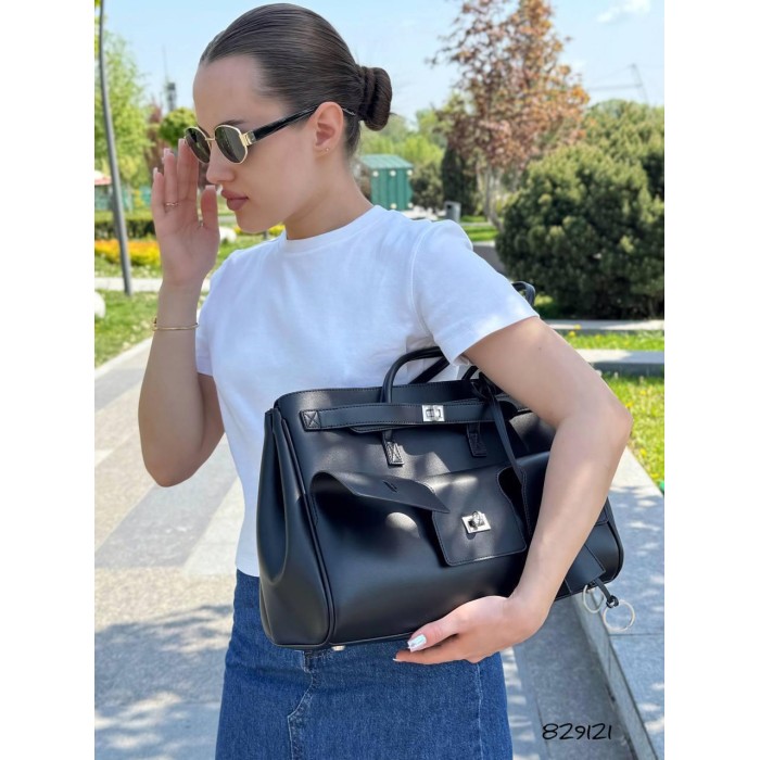 Сумка жіноча трансформер натуральна шкіра Чорна