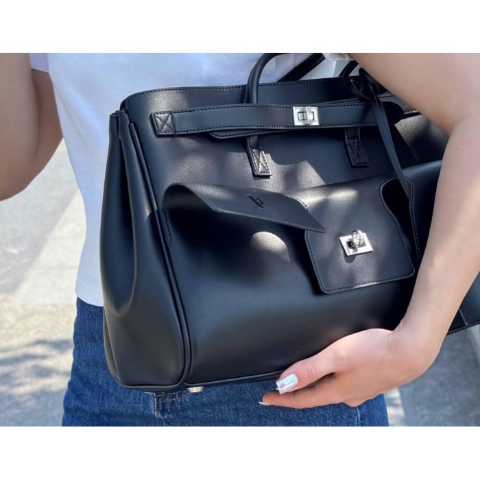 Сумка жіноча трансформер натуральна шкіра Чорна