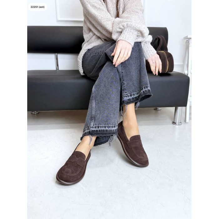 Туфлі/Лофери жіночі натуральна замша шоколад 41р