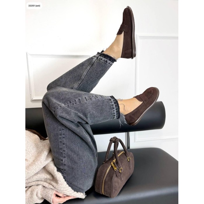 Туфлі/Лофери жіночі натуральна замша шоколад 41р