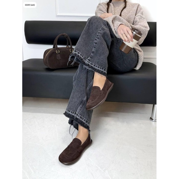 Туфлі/Лофери жіночі натуральна замша шоколад 41р