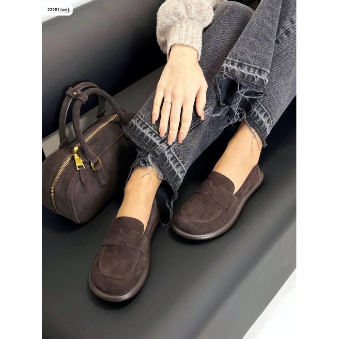 Туфлі/Лофери жіночі натуральна замша шоколад 41р