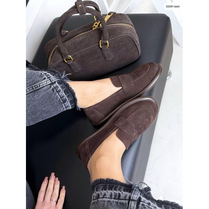 Туфлі/Лофери жіночі натуральна замша шоколад 41р