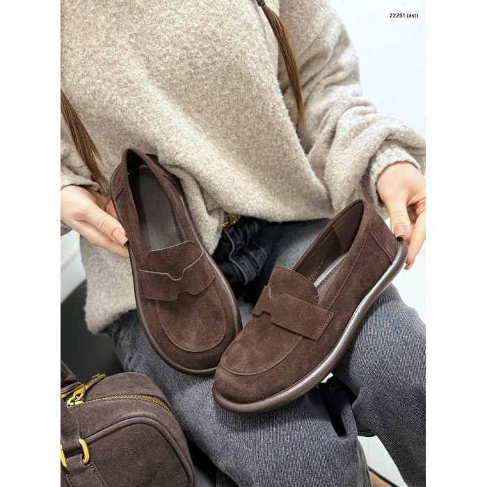 Туфлі/Лофери жіночі натуральна замша шоколад 41р